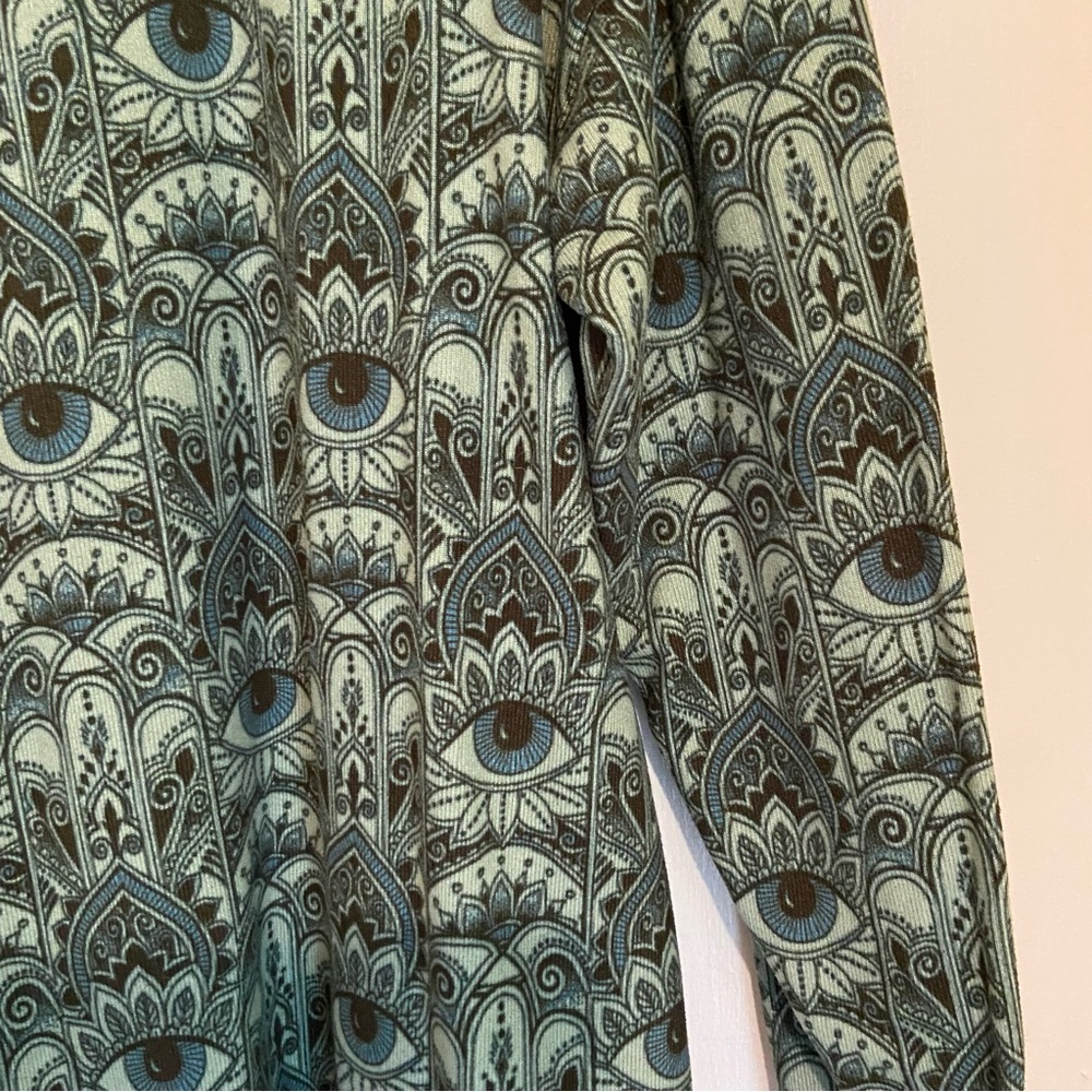 Earthbound Evil Eye Mandala Ribbed Soft Button-Up Shirt M Boho Festival - Picture 9 of 9